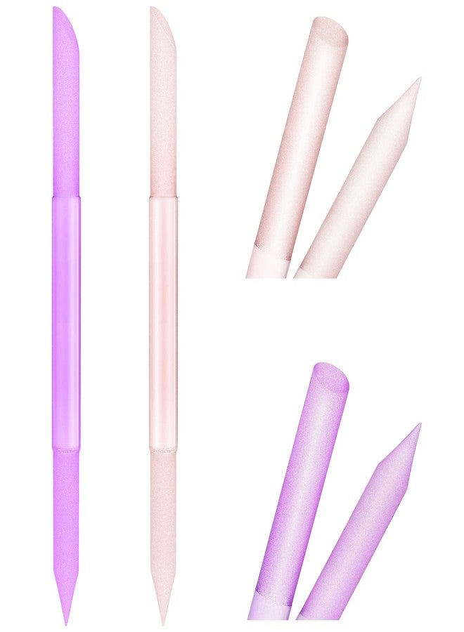 سيبا أداة دفع الجلد الميت من سيبا جلاس، قطعتان، مبرد أظافر مزدوج الجوانب، عصا مانيكير، مزيل طلاء جل كريستالي احترافي ودقيق للجلد الميت، أدوات العناية بالأظافر، مكشطة سطح كاشطة للنساء (وردي/بنفسجي) - Image 2